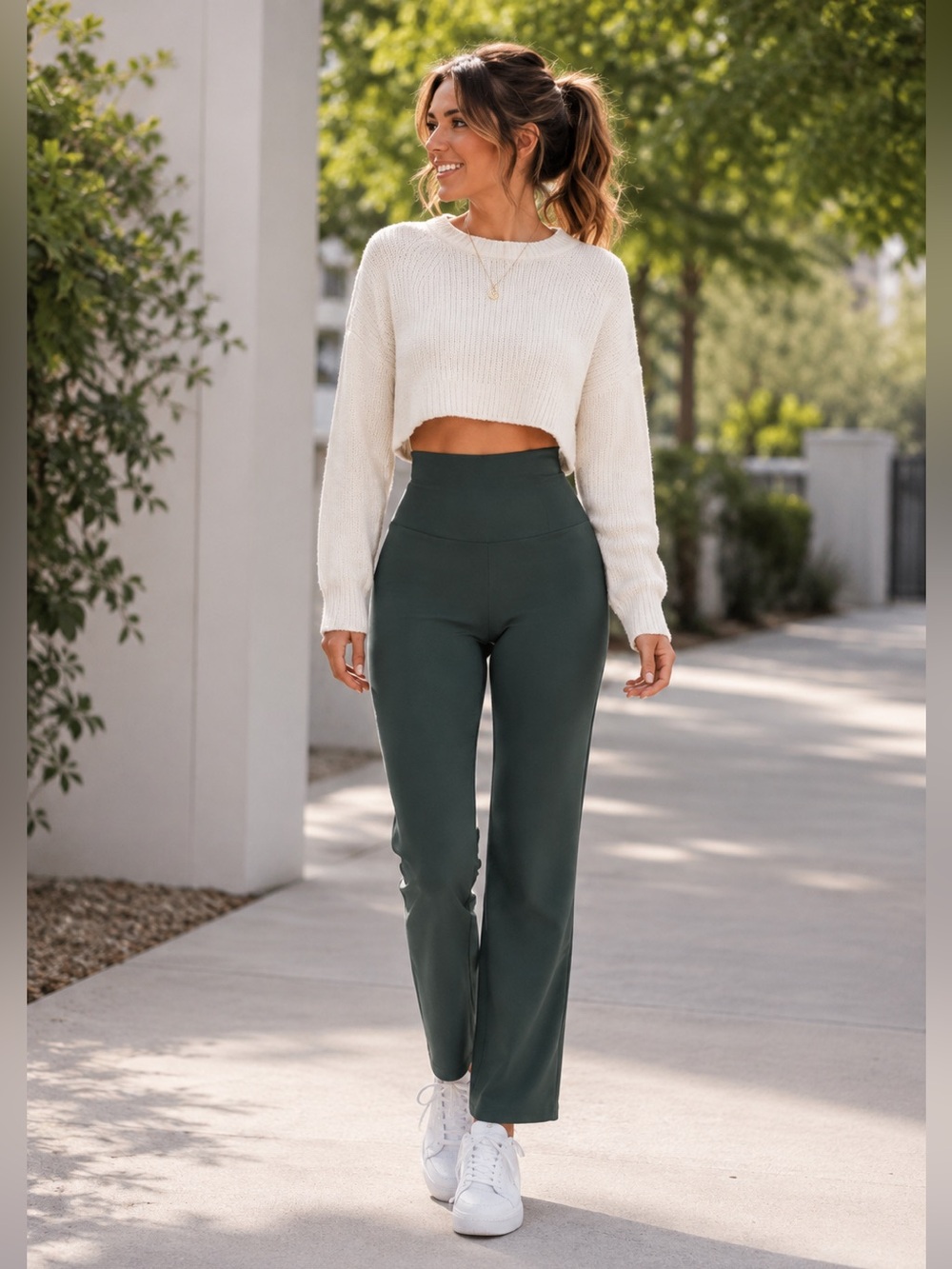 CRZ YOGA Soft Stretch Legend Green High Rise Straight Leg Pants Size L